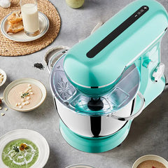 5L & 4.5L Dual Bowls Stand Mixer, 10 Speed Tilt-Head Food Mixer With Electronic Timer, Dough Mixer With Dishwasher Safe Stainless Steel Bowls, Dough Hook, Flat Beater, Whisk For Baking, Blue